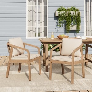 Christopher Knight Home Monture Outdoor Acacia Wood Dining Chair with Cushion and Rope Backrest - 1 of 4