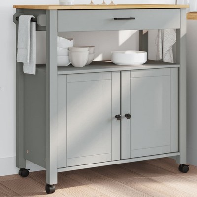 vidaXL Kitchen Trolley MONZA 33.1 in.x15.7 in.x35.4 in. Solid Wood Pine