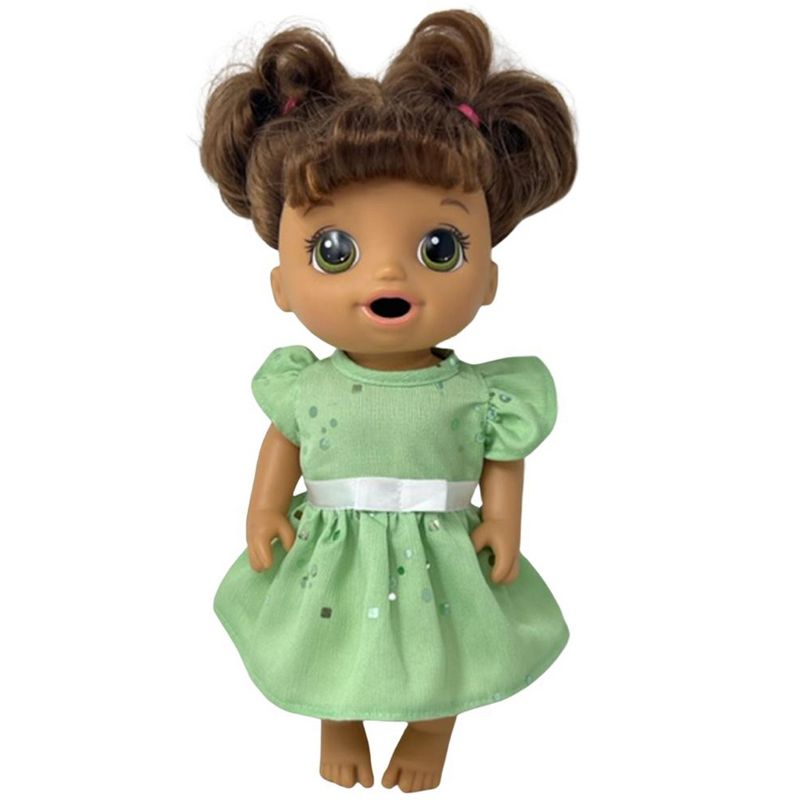 Doll Clothes Superstore Green Sequin Dress Fits 12 Inch Baby Alive And Little Baby Dolls, 2 of 5