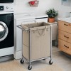 2-Section Rolling Laundry Basket Storage with Wheels, 37 Gallons Laundry Hamper, Removable Liner, Steel Frame with Handle, 27.2 x 15.4 x 31.9 Inches - 4 of 4