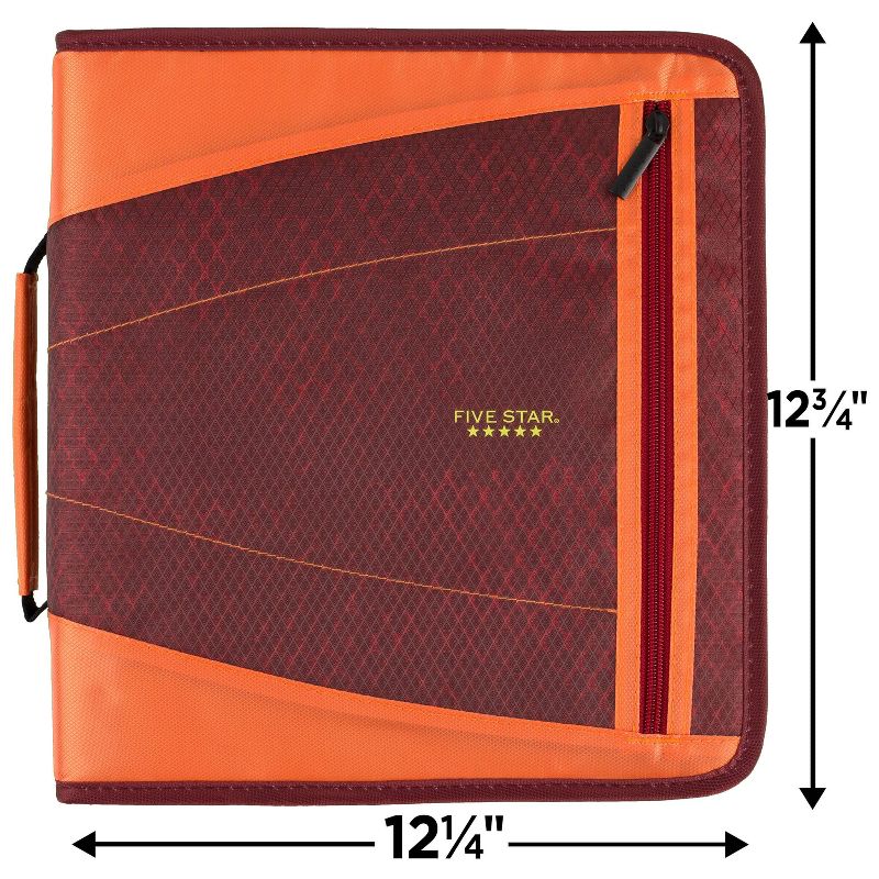 Five Star 2&#34; Sewn Zipper Binder with File Folders Crimson Mesh, 6 of 10