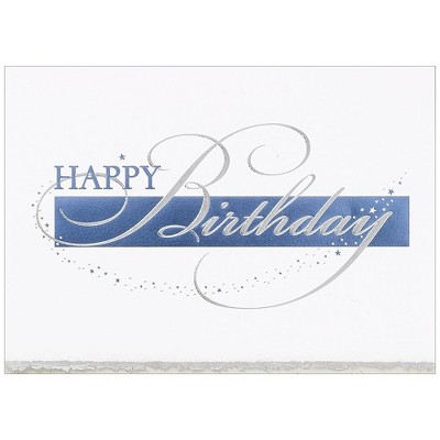 JAM Paper Blank Birthday Cards Set Happy Birthday Deckle Edge 526BG769WB