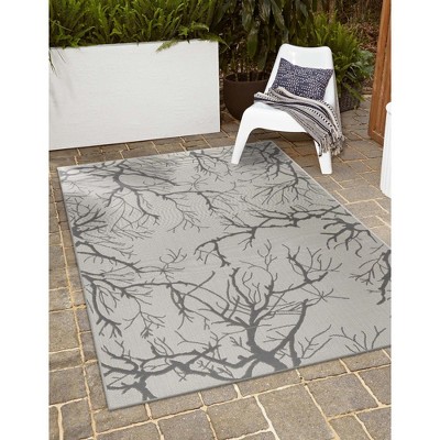 Unique Loom Outdoor Botanical Branch Floral and Botanical Woven Area Rug