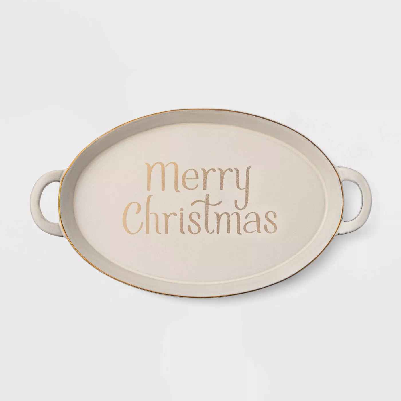 17.6" Terra Cotta Merry Christmas Serving Tray White - Threshold™ - image 1 of 3