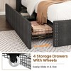 Upholstered Full Bed Frame with 4 Storage Drawers, Wingback Headboard, Charging Station, Diamond Tufted, No Box Spring Needed - 3 of 4