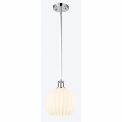 White Venetian - 1 Light Stem Hung Mini Pendant In Modern Style-10 Inches Tall and 8 Inches Wide