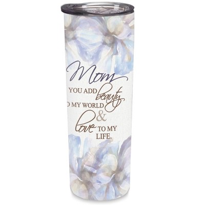 Elanze Designs Mom Beauty Love Periwinkle Floral 20 ounce Stainless Steel Travel Tumbler