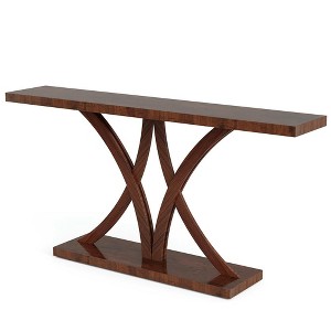 Resenkos Entryway Table, Console Sofa Table,63" Farmhouse Console Table, Industrial Wood Sofa Entryway Table Brown - 1 of 3