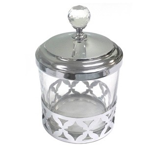 Legend Cotton Jar Silver - Popular Bath Popular Home: Elegant Glass & Metal Bathroom Canister, Spot Clean Care - 1 of 3