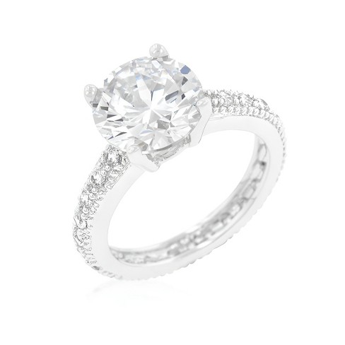 Slickblue Round Cut Micro pave Engagement Ring For Women 4.27 Ct Cubic Zirconia Rhodium Plated Sizes 5 10 Target