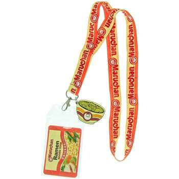 Maruchan Ramen Noodles Lanyard ID Badge Holder With Rubber Charm Pendant Orange