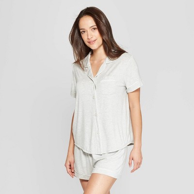 button up pajama short set