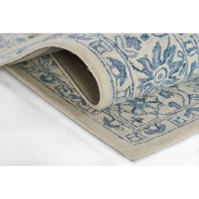 Hand Tufted Blue Wool Rectangular Area Rug 3'6" x 5'6"