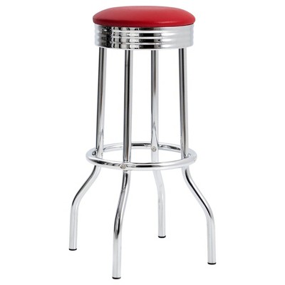NicBex Set of 2 Bar Stools for Kitchen Island,Round Counter Bar Stools with Metal Base,Bar Chairs for Dining Rooms,Kitchens Islands,Red/Black