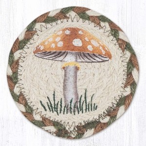 Earth Rugs Nature-Inspired Light Mushroom Coaster – Rustic Lodge Accent 5"x5" - 1 of 3