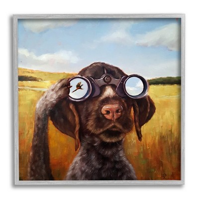 Stupell Industries Dog Watching Bird Binoculars Framed Giclee Art
