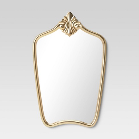 Decorative Metal Wall Mirror Gold Large 31 Inch | Nestasia