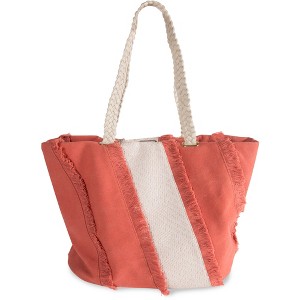 Pavilion Gift Company - Flush - 19" x 13" Frayed Canvas Handbag - Handbags - 1 of 4