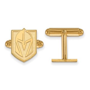 Black Bow Jewelry 14k Yellow Gold Plated Sterling Silver Vegas Golden Knights NHL Cuff Links - 1 of 3