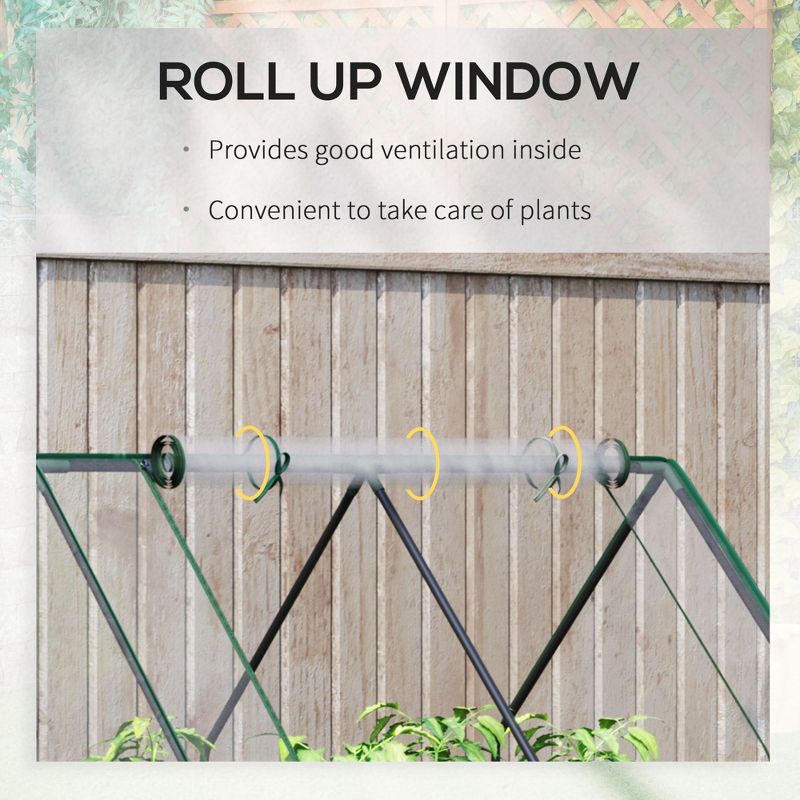 Outsunny Raised Garden Bed with Mini Greenhouse, Steel Outdoor Planter Box with Plastic Cover, Roll Up Window, Dual Use, 50"x 37.5"x 36.25", Clear, 6 of 8