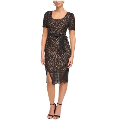 Kensie Womens Belted Midi Dress