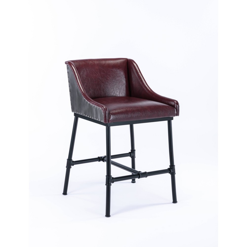 Parlor Faux Leather Adjustable Barstool: Boraam, Foam-Padded, Metal Frame, 18"-30" Height