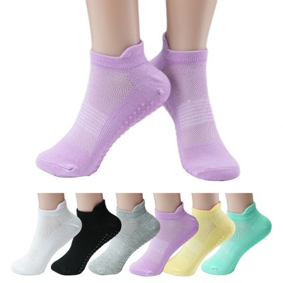 SEVOBAL 6 Pairs Pilates Stockings Toes Home Pilates Socks for Women Non Slip Grippers Yoga Crew Socks Barre, Multicolored, 7.41"*0.39"*0.39"