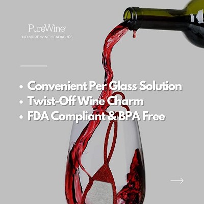 8 Pack PureWine Wand Technology Histamine and Sulfite Filter, Purifier Alleviates Wine Allergies, Stir Stick Aerates Wine, from Grand Fusion. -8 Pack