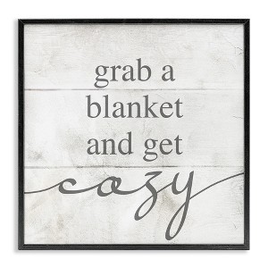 Stupell Industries Grab Blanket Get Cozy Phrase Framed Giclee Art, Black, 12" x 12" - 1 of 4