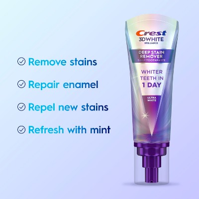 Crest Toothpaste 3D White Deep Stain Remover Ultra White Toothpaste - 3.1oz/2pk