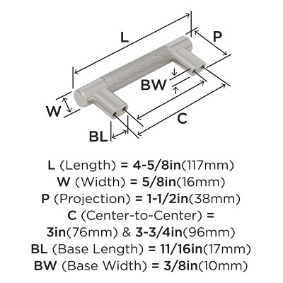 Polished Nickel Steel Cabinet Pull with Mounting Hardware