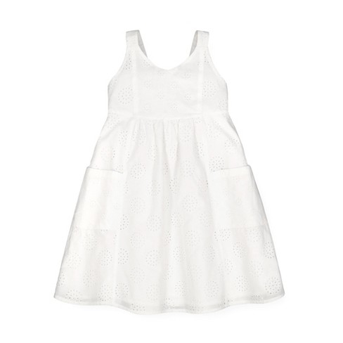 Hope & Henry Girls' Eyelet Bow Back Dress (white Circle Eyelet With ...