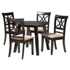 Baxton Studio Brooke Modern Beige Fabric and Dark Brown Finished Wood 5-Piece Dining Set - 2 of 4