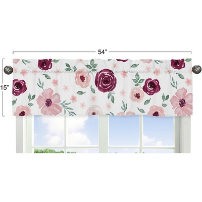 Floral Watercolor Burgundy and Pink Microfiber Window Valance