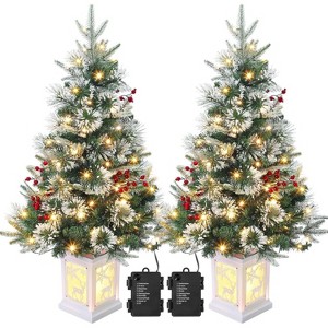 3-foot pre-assembled snowflake Christmas tree, 2-pack, with 78 LED lights, 8 modes, suitable for indoor and outdoor decoration - 1 of 4