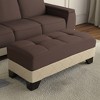 HomeRoots 48" Brown and Cream Faux Leather And Microfiber Tufted Storage Ottoman - 2 of 4