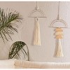 Aoibox Boho Macrame Wall Hanging Set of 2 with Gold Metal Hoops, Handmade Cotton Fringe Decor for Living Room, Bedroom - 2 of 4
