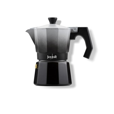 JoyJolt Italian Moka Pot 6 Cup Stovetop Espresso Maker Aluminum Coffee Percolator Coffee Pot Black