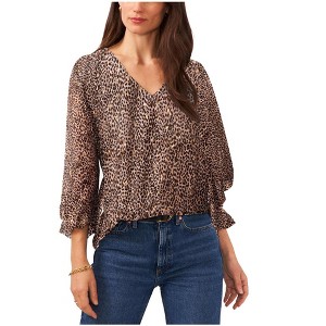Vince Camuto Womens Smocked Sleeve Basic T-Shirt - 1 of 1