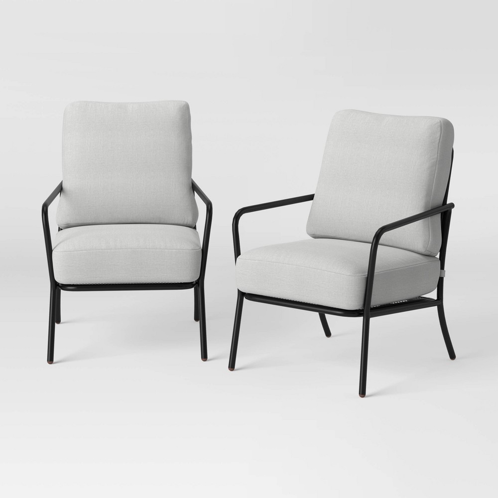 2pk Metal Mesh Patio Club Chairs with Double Cushions Room Essentials