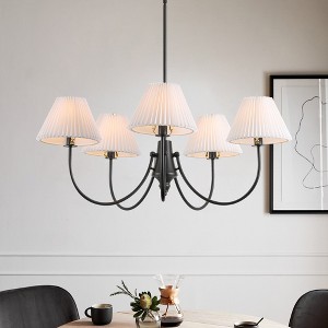 Rennnsan Ray 5-Light Modern Black Sputnik Cluster Cone Fabric Shade Large Chandelier for Dining Room, Living Room, Stairways - 1 of 4