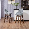 ORRD Swivel Counter Height Bar Stools Set of 2 with Back, Upholstered Linen Fabric, Solid Wood Legs, Modern Grey Barstools for Kitchen Island or Home - 2 of 4