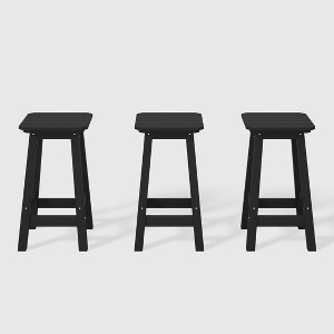 WestinTrends Malibu 24" All Weather Hdpe Outdoor Patio Square Backless Counter Stool (Set of 3) - 1 of 4