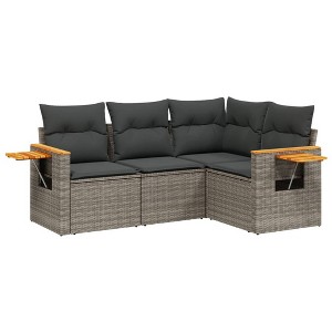 vidaXL Garden Sofa Set Grey PE rattan Large Adjustable Feet - 1 of 4