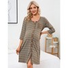 WhizMax Mothers Day Gifts Maternity Nightgown Women's 3/4 Sleeve Striped Nursing Sleepshirt Full Button Breastfeeding Sleep Dress - 2 of 4