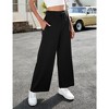 Women's Yoga Pants with Pockets Casual Joggers Loose Lounge Wide Leg High Waisted Drawstring Pants - 3 of 4