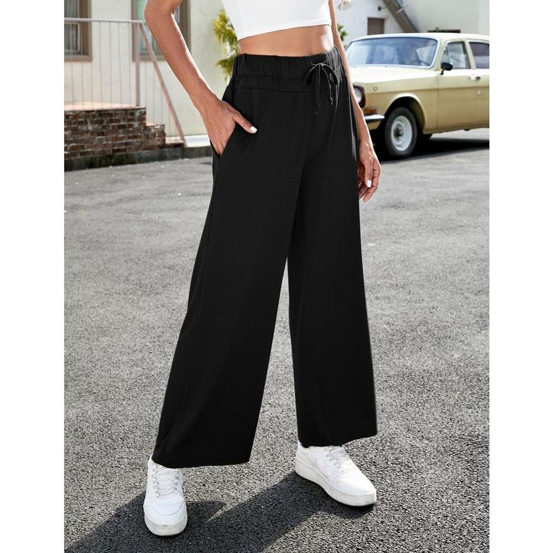 Women's Yoga Pants with Pockets Casual Joggers Loose Lounge Wide Leg High Waisted Drawstring Pants, 3 of 7