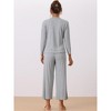 cheibear Women's Long Sleeve Button Down Top with Pants Pajama Sets 2 Pcs - 3 of 4