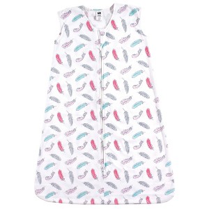 Hudson Baby Infant Girls Cotton Sleeveless Wearable Sleeping Bag, Sack, Blanket, Feathers - 1 of 1