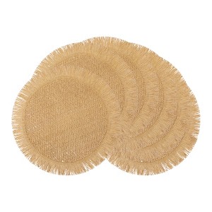REGALWOVEN Rustic Placemats Set of 6 Woven Placemats for Dining Table Decor Round Kitchen Table Mat Wipe Clean - 1 of 4